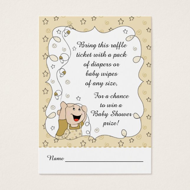 Billet baby shower Raffle / Gold Stars Bébé (Devant)