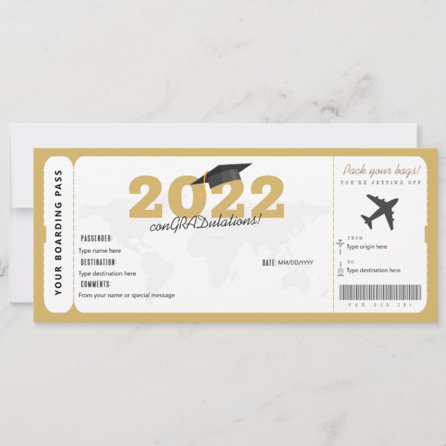 Billet cadeau de diplôme Carte d'embarquement surp (Devant)