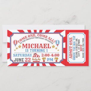 Billet Carnaval Cirque Invitation Anniversaire