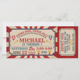Billet Carnaval Cirque Invitation Anniversaire