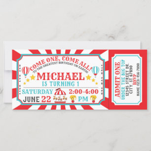 Billet Carnaval Cirque Invitation Anniversaire