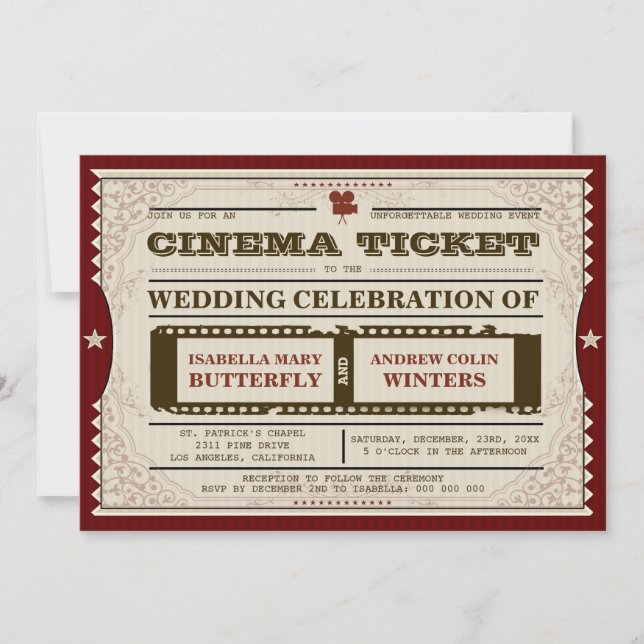 Billet cinéma - Faire-part de mariage (Devant)