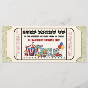 Billet Cirque vintage Anniversaire Fête Invitation