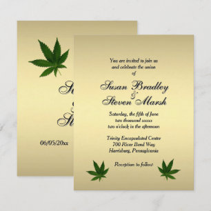 Billet Classy Gold Weed Faire-part de mariage