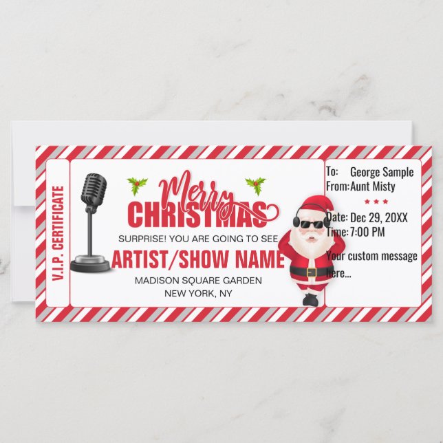 Billet concert Noël Père Noël, Carte cadeau/bon (Devant)