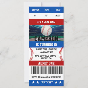 Billet d'anniversaire de baseball Invitation