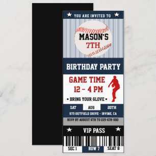Billet d'anniversaire de baseball Invitation