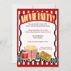Billet d'anniversaire MOVIE PARTY Invitations