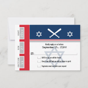 Billet de base-ball Red and Blue Bar Mitzvah RSVP