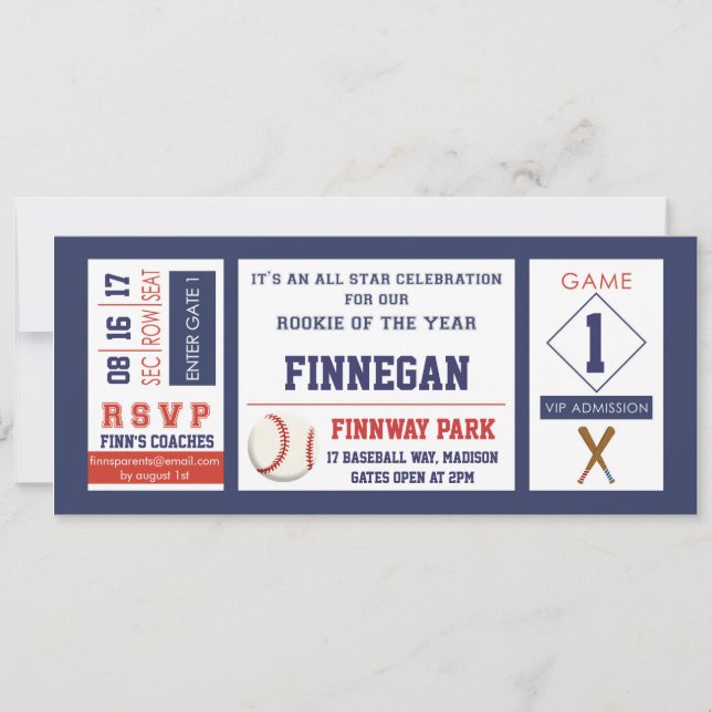 Billet de baseball Anniversaire Fête Invitation (Devant)