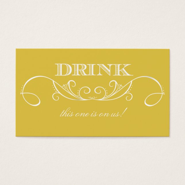 Billet de boisson Mariage moderne Yellow Swirl (Devant)