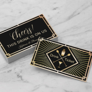 Billet de Boisson Or Art Déco Ticket Boisson Gratu