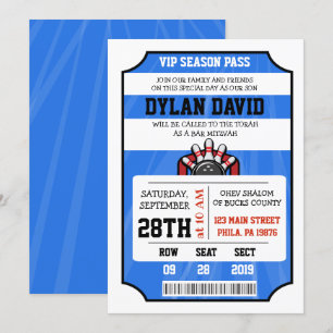 BILLET DE BOWLING Bar Bat mitzvah Invitation