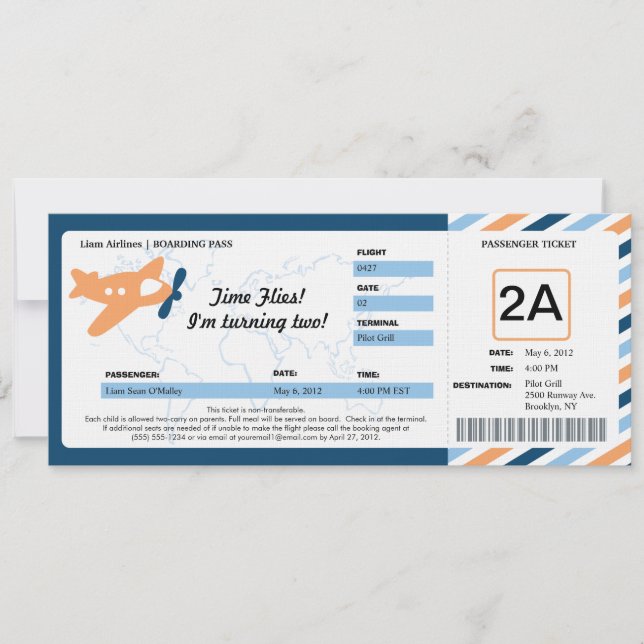 Billet de carte d'embarquement d'anniversaire (Devant)