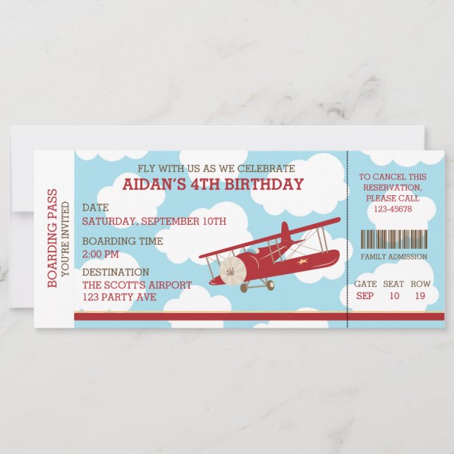 Billet de carte d'embarquement d'avion vintage Ann (Devant)