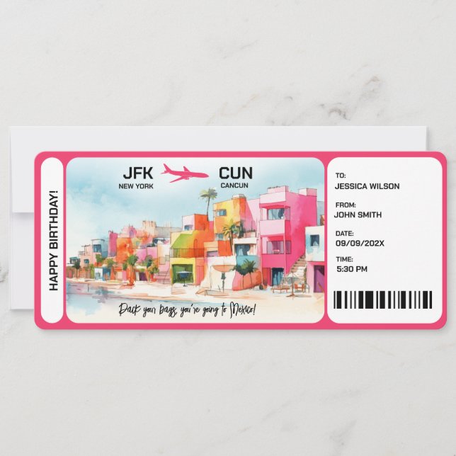Billet de carte d'embarquement surprise Mexique (Devant)