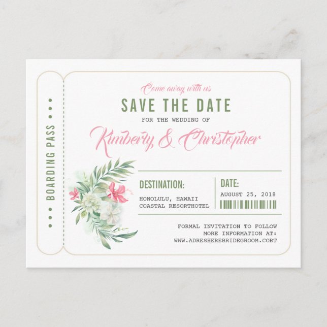 Billet de carte d'embarquement Tropical Beach Enre (Devant)