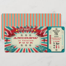 Billet de Cirque Invitation Anniversaire - personn