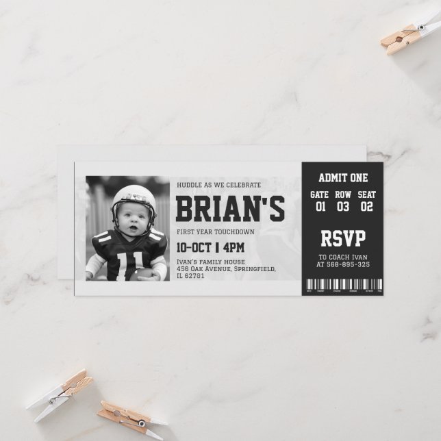 billet de football invitation (Devant/Arrière en situation)