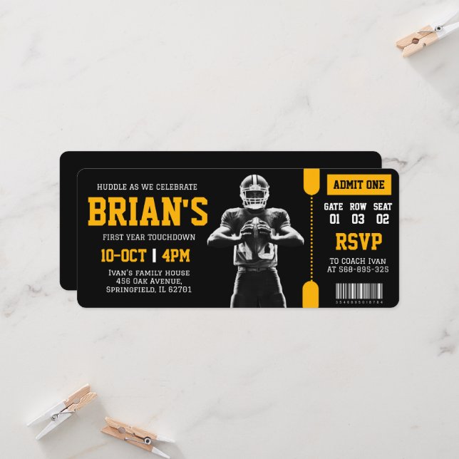 billet de football invitation (Devant/Arrière en situation)