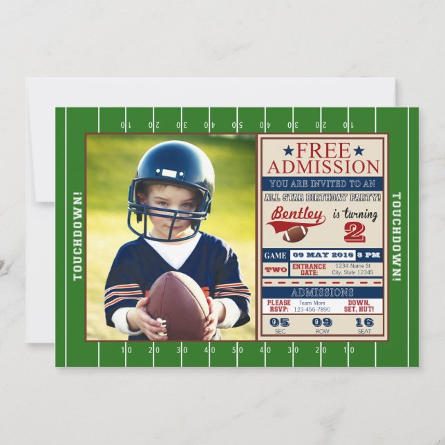 Billet de football Photo Anniversaire Invitation (Devant)