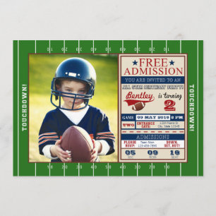Billet de football Photo Anniversaire Invitation