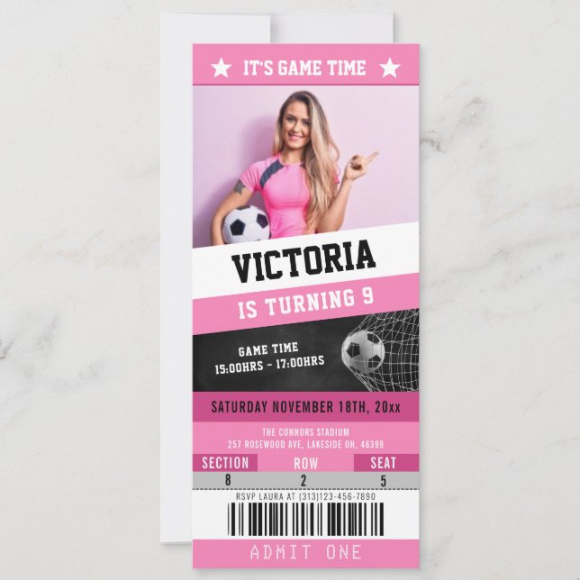 Billet de football Sports Anniversaire Invitation  (Devant)