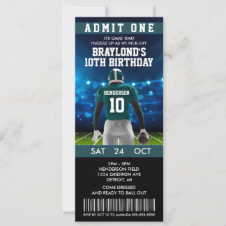Billet de football vert foncé Invitation Anniversa