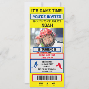 Billet de hockey Anniversaire Fête Invitation