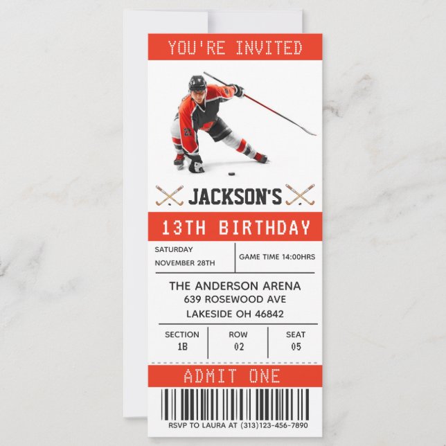 Billet de hockey Anniversaire Invitation Modèle (Devant)
