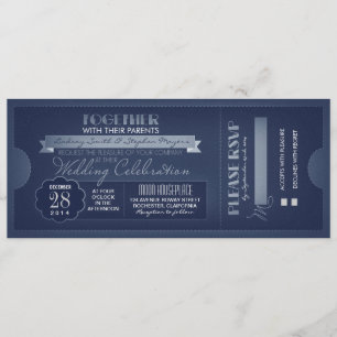 billet de mariage vintage invitation bleu