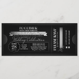 billet de mariage vintage invitation noir