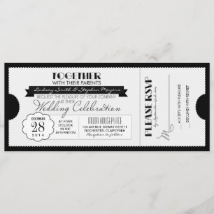billet de mariage vintage invitation noir et blanc