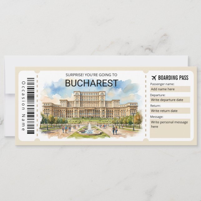 Billet de plan de Bucarest modifiable de carte d'e (Devant)