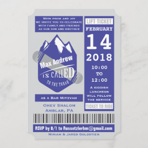 BILLET DE REMISE EN FORME Bar Mitzvah Invitation