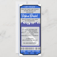 Billet de SNOWBOARD Invitation Bar Bat Mitzvah