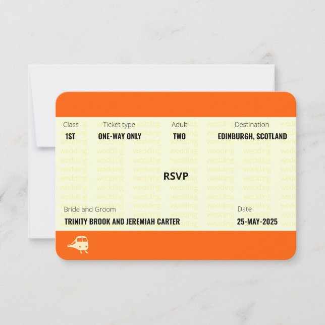 Billet de train inspiré | RSVP pour mariage (Devant)