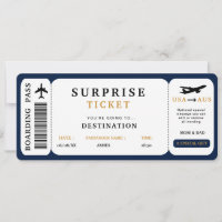 Billet de voyage surprise Billet d'avion Carte d'e