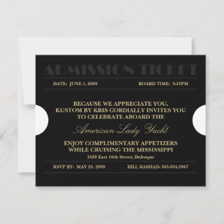 Billet d'entrée 4.25x5.5 Invitations