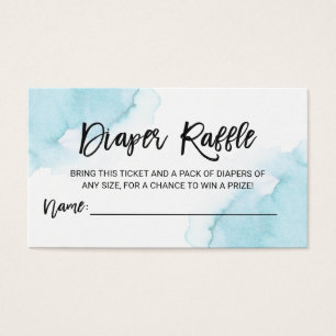 Billet DIAPER RAFFLE Aquarelle Baby shower bleu