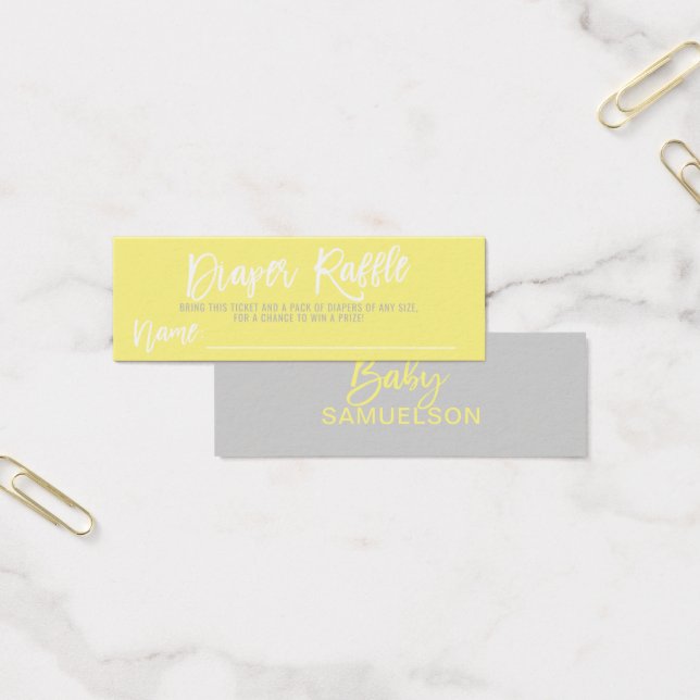 Billet DIAPER RAFFLE Baby shower gris jaune (Bureau)