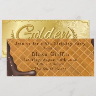 Billet d'or crème glacée Invitation Anniversaire