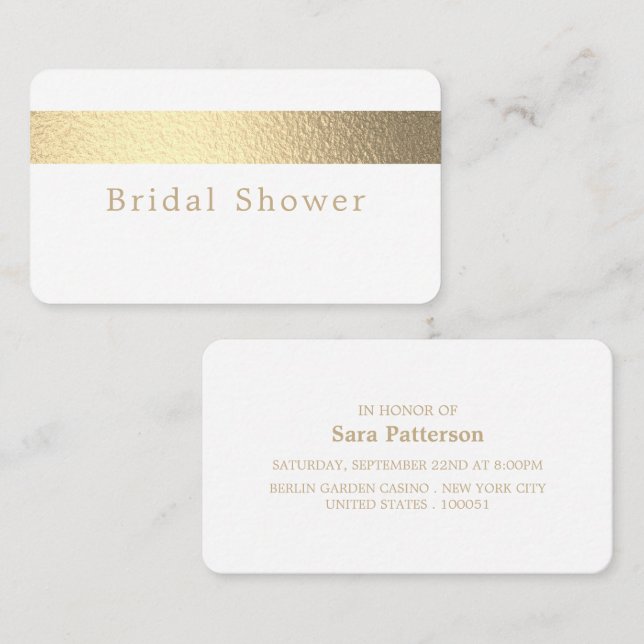Billet Gold Foil, Fête des mariées Invitation (Devant / Derrière)