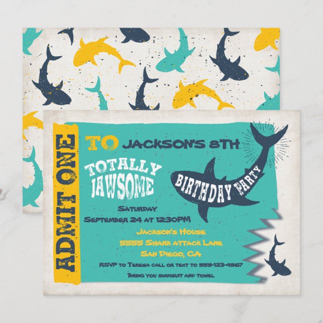 Billet Invitation pour la fête d'anniversaire de l (Devant / Derrière)