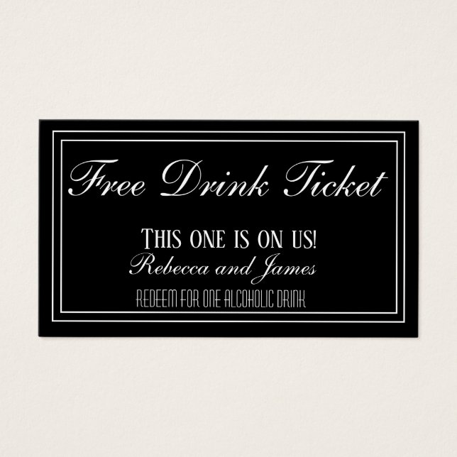 Billet Mariage noir et blanc Billet de boisson gra (Devant)