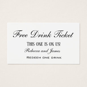 Billet Mariage simple noir et blanc Boisson gratui