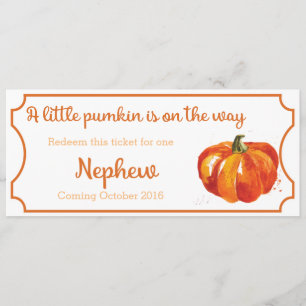 Billet Newphew de faire-part de bébé de citrouille
