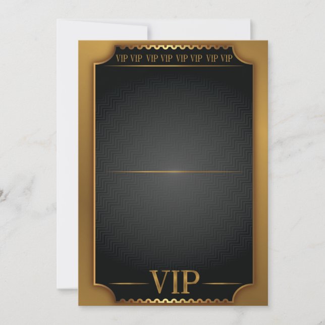 BILLET PASS VIP OR Anniversaire Invitation Vierge (Devant)
