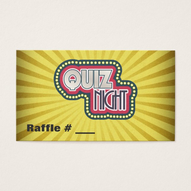 Billet Quiz Night Trivia Party Raffle (Devant)