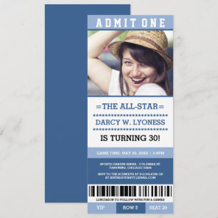 Billet sport bleu Invitations de fête d'anniversai